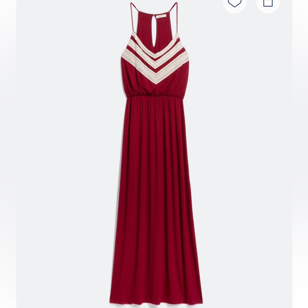 Granola Girl Summer Party Red Maxi Dress with Crochet Detail